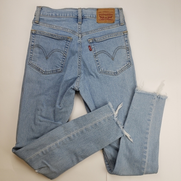 Levi’s Wedgie Icon Ripped Distressed Stretch Denim Skinny Jeans Size 26 - Picture 6 of 13